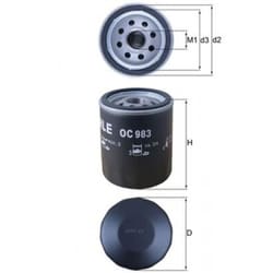 マーレ （Mahle） オイルフィルター フィアット パンダ プント車他用 外径76mm 高さ94mm ネジ径M20x1.5 OC 983 OC 983