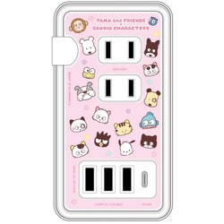 タマ＆フレンズ×サンリオキャラクターズ USB/USB Type-C付き ACタップ フェイス SANTA-03B