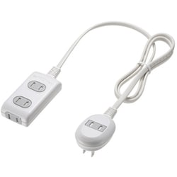 電源タップ 4個口 1m 延長コード コンセント 電源コード ほこりシャッター付き L型プラグ トラッキング火災予防絶縁キャップ付き 2P ホワイト TAP-B9-1K