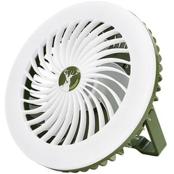 ライト ランタン 卓上扇風機 CS LEDライトファン 充電式 フック付き 三脚付き オリーブ UK-4080