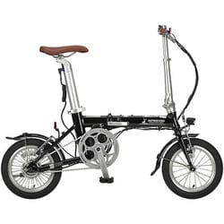 電動アシスト自転車 eリライト 14インチ 折りたたみ自転車 5.2Ah [アルミフレーム/重量約15.0kg /前後V型ブレーキ/SHIMANO製パワーモジュレーター/前後フルカバー樹脂製フェンダー/バッテリー給電LEDライト] 標準装備 AL-FDB ブラック YG-1541