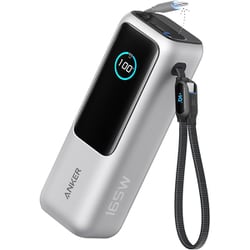 Anker Power Bank 25000mAh Built-In ＆ 巻取り式USB-Cケーブル モバイルバッテリー シルバー A1695N41
