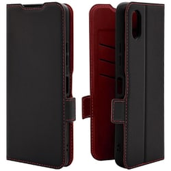 かんたんスマホ4 手帳型ケース 薄型 カード入れ スタンド機能 衝撃吸収 シンプル サイドマグネット BK RD 8838KNTN4BSMBKR