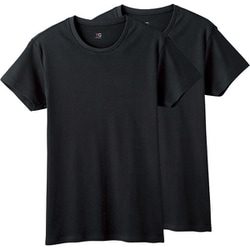 YG インナーシャツ クルーネックTシャツ 綿100％ 2枚組 メンズブラック M YV21132Y