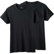 YG インナーシャツ クルーネックTシャツ 綿100% 2枚組 メンズブラック M YV21132Y