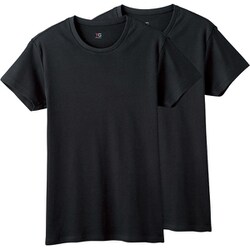 YG インナーシャツ クルーネックTシャツ 綿100％ 2枚組 メンズブラック LL YV21132Y