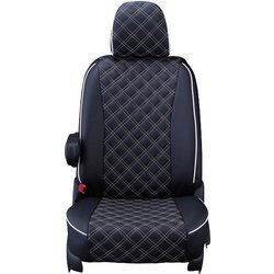 シートカバー 全席セット アルファード/ヴェルファイア キルト ブラック×ホワイトステッチ 15ETC1502K