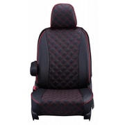 シートカバー 全席セット プリウス/プリウスPHV キルト ブラック×レッドステッチ 15ETB1220D