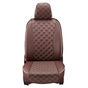 シートカバー 全席セット ハイゼットカーゴ/サンバーバン/ピクシスバン キルト ブラウン×アイボリーステッチ 15EDA6607N