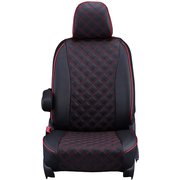 シートカバー 全席セット N-BOX/N-BOXカスタム キルト ブラック×レッドステッチ 15EHA2040D