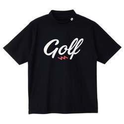 EG25ST02 GOLF LOGO DRY MOCK NECK S/S TEE BLACK M [ゴルフウェア]