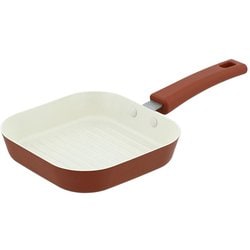 フライパン グリルパン 14.5cm セラミック ガス火専用 角型 マットレッド ミニパン ND-2794