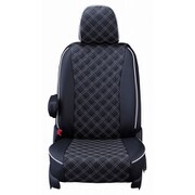 シートカバー 全席セット エブリィ/NV100 クリッパー/スクラム/ミニキャブバン キルト ブラック×ホワイトステッチ 15ESA6035K