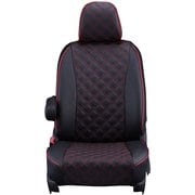 シートカバー 全席セット アクア キルト ブラック×レッドステッチ 15ETB1064D