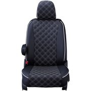 シートカバー 全席セット アクア キルト ブラック×ホワイトステッチ 15ETB1064K