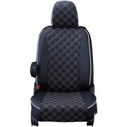 シートカバー 全席セット デリカD：5 キルト ブラック×ホワイトステッチ 15EMC0779K
