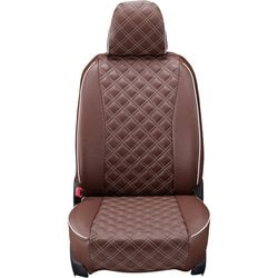 シートカバー 全席セット デリカD：5 キルト ブラウン×アイボリーステッチ 15EMC0779N