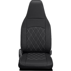 シートカバー 全席セット エブリィ/NV100 クリッパー/スクラム/ミニキャブバン ストロングキルト ブラック×ホワイトステッチ 45ESK6037X02KW