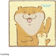 20-1010080 [可愛い嘘のカワウソ ぬんちわ 25cm×25cm イエロー タオルハンカチ]
