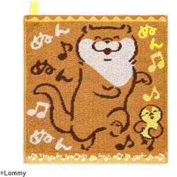 可愛い嘘のカワウソ おどるの！ 34cm×35cm ブラウン ループ付きウォッシュタオル 20-1111080