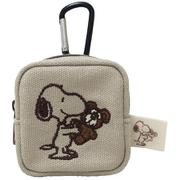 215475-25 PEANUTS カラビナミニポーチ スヌーピー&ベア ブラウン