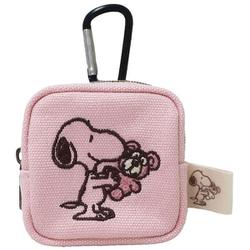 215482-25 PEANUTS カラビナミニポーチ スヌーピー＆ベア ピンク