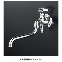 屋外ホース接続ニップル付二口自在水栓 K21SPJ