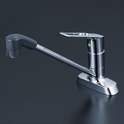 寒冷地用 シングルシャワー付混合栓 eレバー260mm パイプ付 KM5081ZTFEC