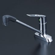寒冷地用 シングルシャワー付混合栓 eレバー260mm パイプ付 KM5081ZTFEC