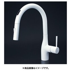 寒冷地用 シングルシャワー付混合栓 センサー付eレバーマットホワイト KM6071ZECM4