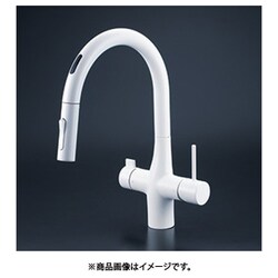 ビルトイン浄水器用シングルシャワー付混合栓 センサー電池マットホワイト KM6091DECM4