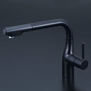 寒冷地用 シングルシャワー付混合栓 eレバー・回転規制マットブラック KM6101ZVECM5