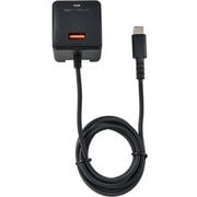 急速充電器 USB PD(パワーデリバリー)対応 USB-Cケーブル一体型 1m 20W USB-Aポート付 雷サージ付 折りたたみプラグ ブラック CHCR-SPA10BK