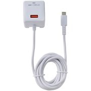 急速充電器 USB PD(パワーデリバリー)対応 USB-Cケーブル一体型 2m 20W USB-Aポート付 雷サージ付 折りたたみプラグ ホワイト CHCR-SPA20WH