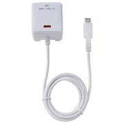 急速充電器 USB PD(パワーデリバリー)対応 USB-Cケーブル一体型 1m 20W USB-Cポート付 雷サージ付 折りたたみプラグ ホワイト CHCR-SPC10WH