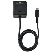 急速充電器 USB PD(パワーデリバリー)対応 USB-Cケーブル一体型 1m 20W USB-Cポート付 雷サージ付 折りたたみプラグ ブラック CHCR-SPC10BK