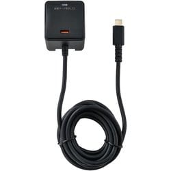 急速充電器 USB PD（パワーデリバリー）対応 USB-Cケーブル一体型 2m 20W USB-Cポート付 雷サージ付 折りたたみプラグ ブラック CHCR-SPC20BK