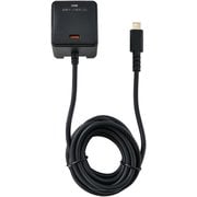 急速充電器 USB PD(パワーデリバリー)対応 USB-Cケーブル一体型 2m 20W USB-Cポート付 雷サージ付 折りたたみプラグ ブラック CHCR-SPC20BK