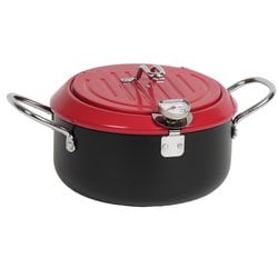 バット蓋付き天ぷら鍋 20cm レッドブラック TP-101