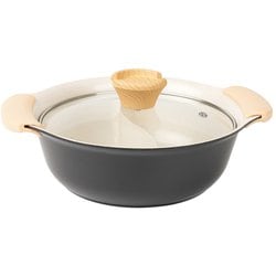 セラミック 2食仕切り鍋 20cm ブラック MUL-20BK
