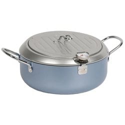 バット蓋付き天ぷら鍋 24cm シルバーブルー TP-204