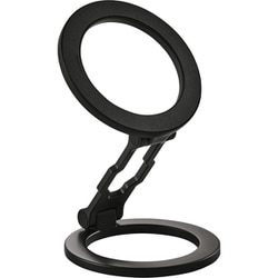 スマートフォン用 両面マグネットスタンド 折りたたみ 360度回転 角度調整 メタルプレート マグネットパッド付 ブラック P-DSCMPWM01BK