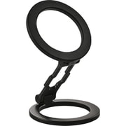 スマートフォン用 両面マグネットスタンド 折りたたみ 360度回転 角度調整 メタルプレート マグネットパッド付 ブラック P-DSCMPWM01BK