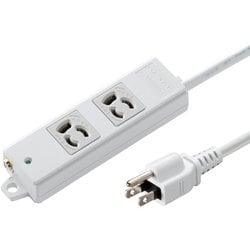 工事物件タップ 電源タップ マグネット 2個口 1m 3ピン 絶縁キャップ付き RoHS対応 アース端子 グレー TAP-KS2-1