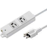 工事物件タップ 電源タップ マグネット 2個口 1m 3ピン 絶縁キャップ付き RoHS対応 アース端子 グレー TAP-KS2-1