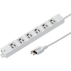 工事物件タップ 電源タップ マグネット 6個口 5m 3ピン 絶縁キャップ付き RoHS対応 アース端子 グレー TAP-KS6-5