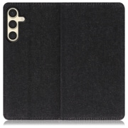 Galaxy S24 用 デニム生地スマホケース/スタンド機能&カードポケット付き ブラック WORK17GX-BK-GS24