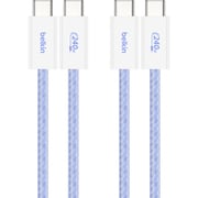 BoostCharge 240W USB-C to Cソフトケーブル 1.5M 2本セット ブルー CAB019QC05BL2PK