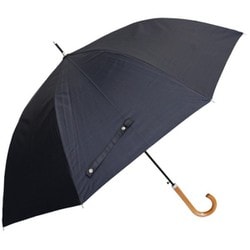 日傘 長傘 晴雨兼用 無地・木手元 60cm ジャンプ式 一級遮光 内側黒コーティング加工 UPF50＋ ブラック 2132BK