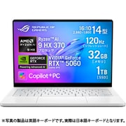 ゲーミングノートPC/Copilot+ PC/ROG Zephyrus G14/14型/Ryzen AI 9 HX 370/メモリ 32GB/SSD 1TB/GeForce RTX 5060/Windows 11 Home/NPU搭載/プラチナホワイト GA403WM-AI9R5060W